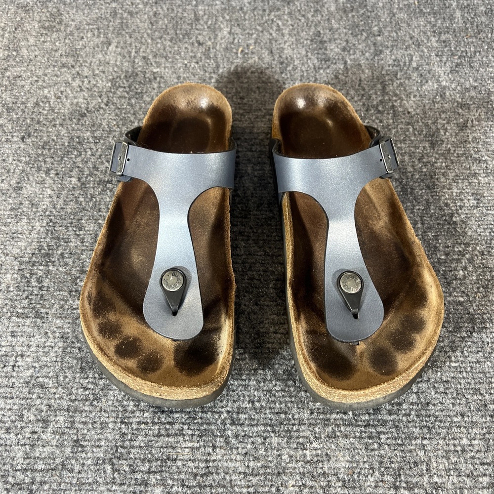 Birkenstock Gizeh - Birko-Flor Metallic Blue Sandals EU 38/ US 7.5 - Picture 2 of 15